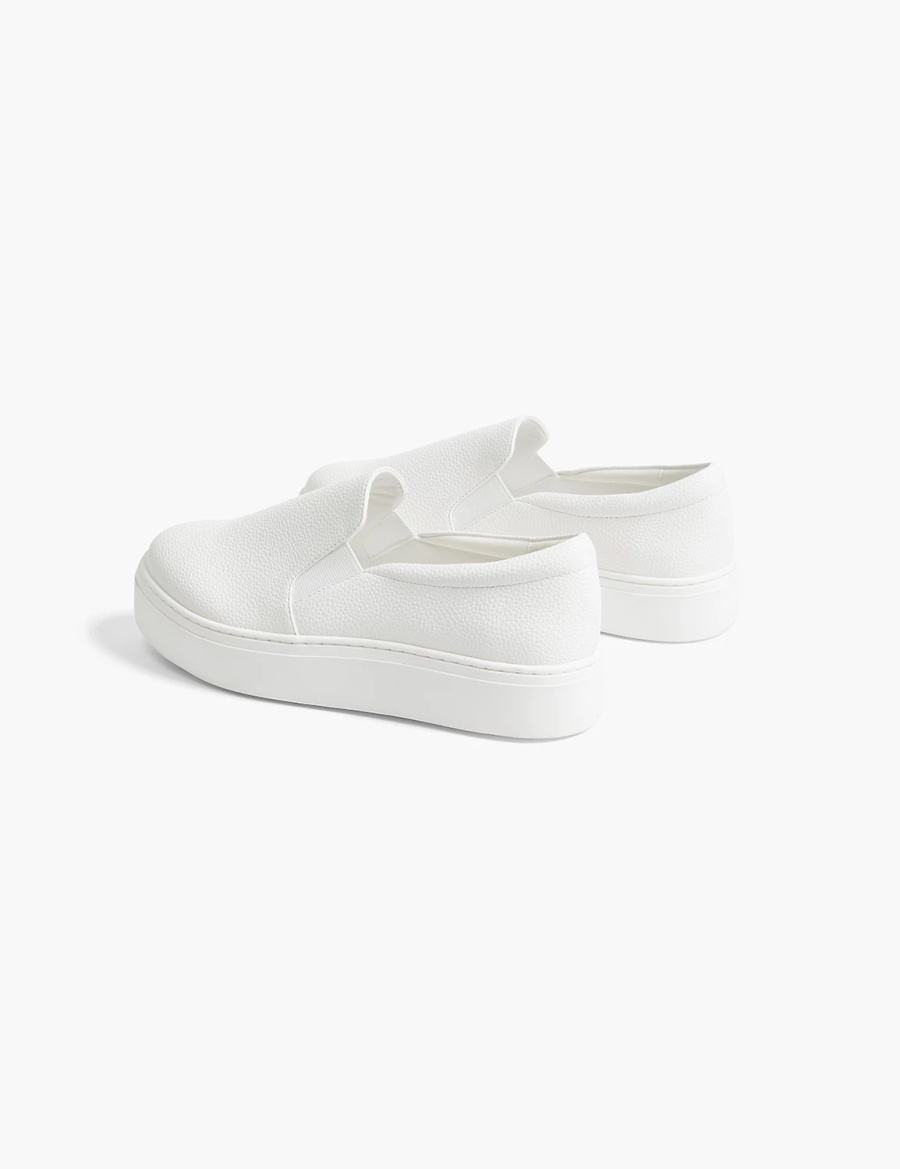 Lane Bryant Dream Cloud Slip-On Faux-Leather Platform Women Sneakers White | PWE8254RX