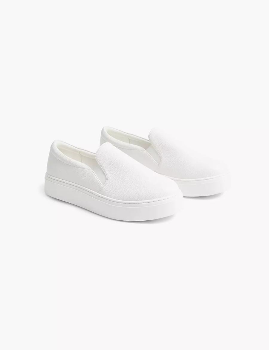 Lane Bryant Dream Cloud Slip-On Faux-Leather Platform Women Sneakers White | PWE8254RX