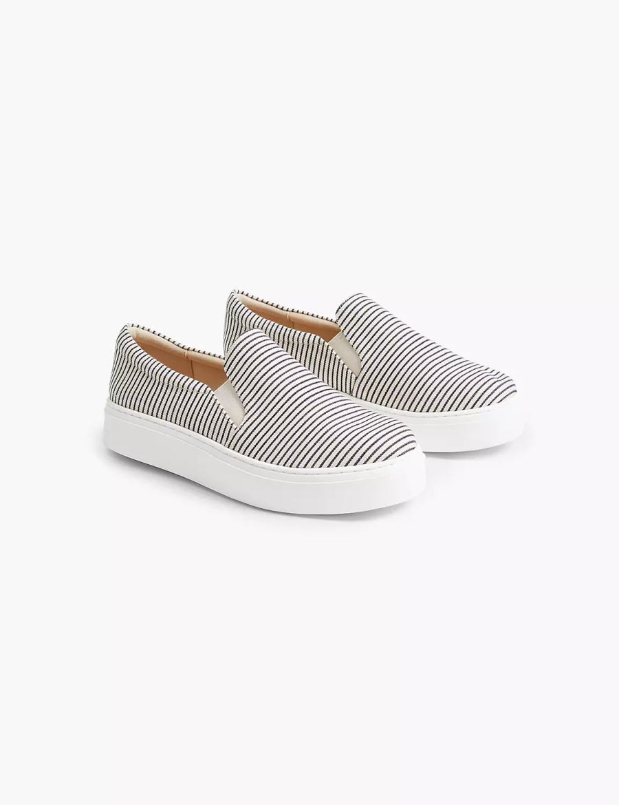 Lane Bryant Dream Cloud Striped Slip-On Platform Women Sneakers Blue | WKJ6594DT