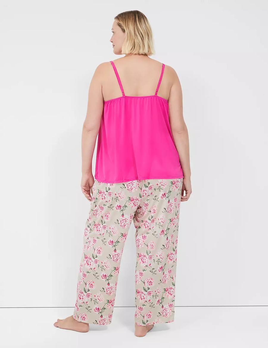 Lane Bryant DreamyCool Cami & Block Pant PJ Set Women Pajamas Rose Pink | PGI2388JW