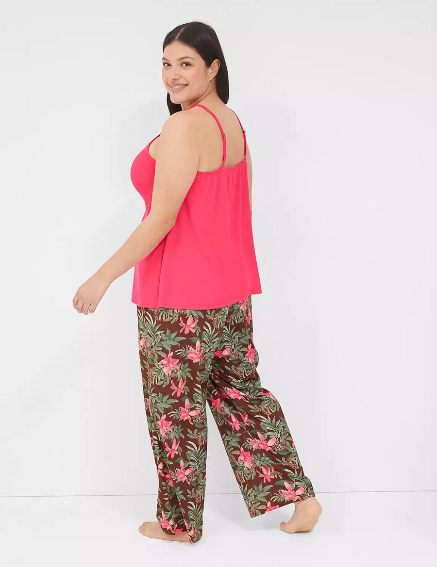 Lane Bryant DreamyCool Cami & Block Pant PJ Set Women Pajamas Pink Multicolor | ABQ8490RI