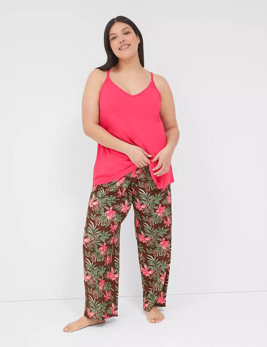 Lane Bryant DreamyCool Cami & Block Pant PJ Set Women Pajamas Pink Multicolor | ABQ8490RI