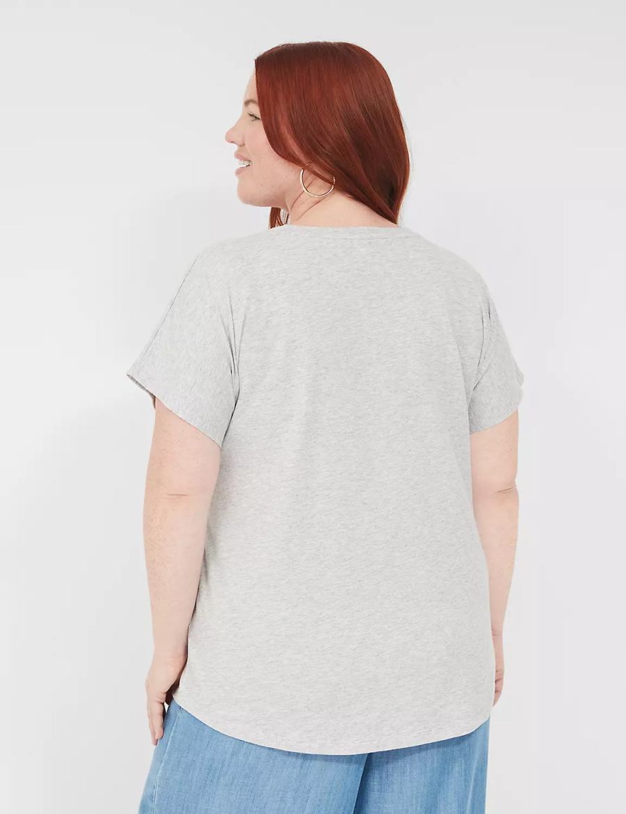 Lane Bryant Embroidered Firecracker Graphic Tee Women T Shirts Grey | IHL7070XS