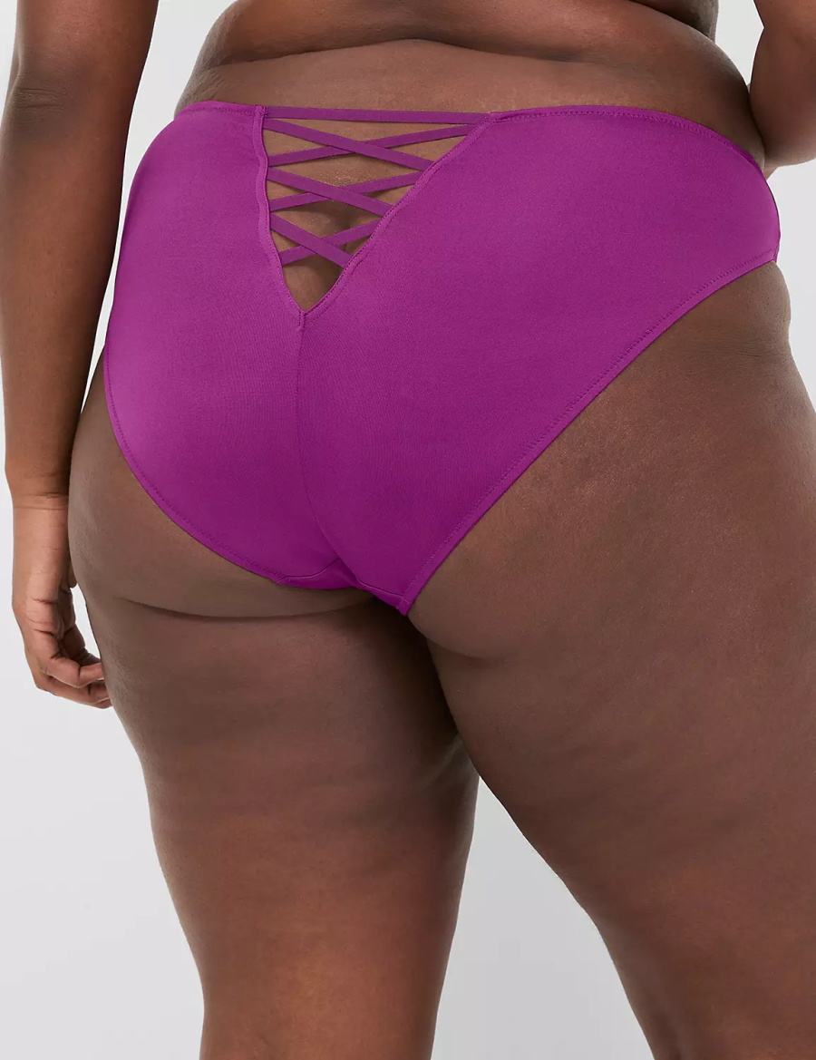 Lane Bryant Embroidered French Women Briefs Purple | HMU7088WJ