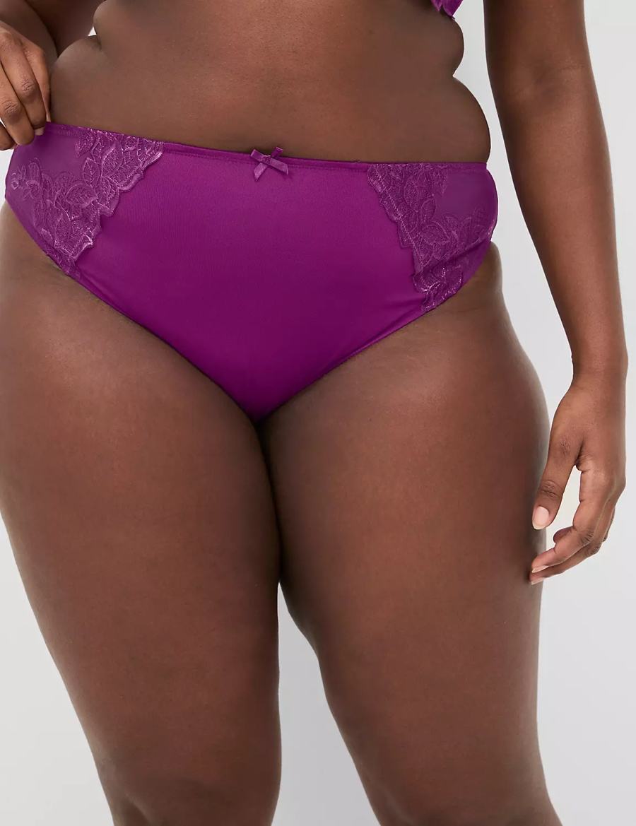 Lane Bryant Embroidered French Women Briefs Purple | HMU7088WJ