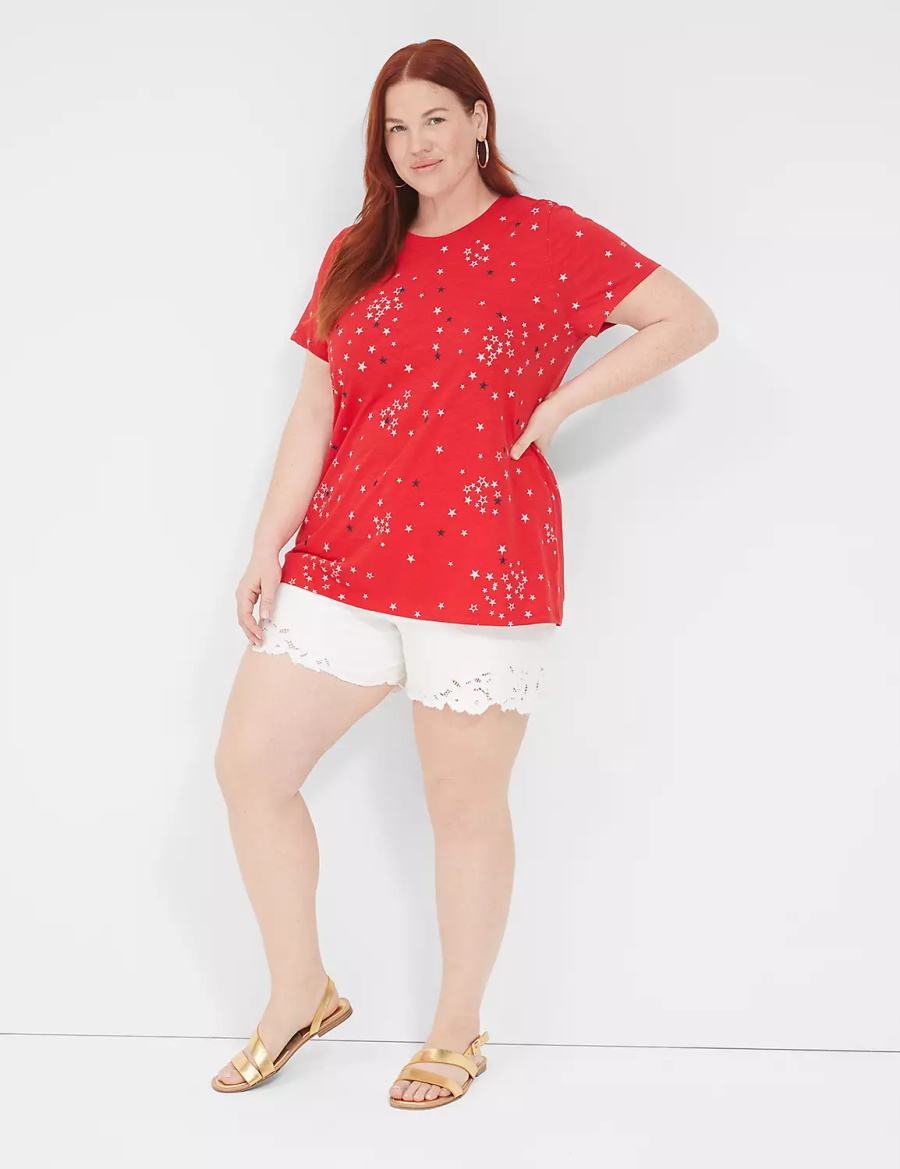 Lane Bryant Embroidered Stars Graphic Tee Women Tank Top Red | VCZ4816IU