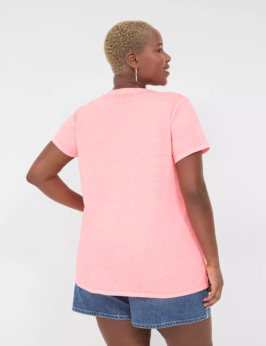 Lane Bryant Embroidered Sunkissed Graphic Tee Women Tank Top Light Coral | XMP1999IE