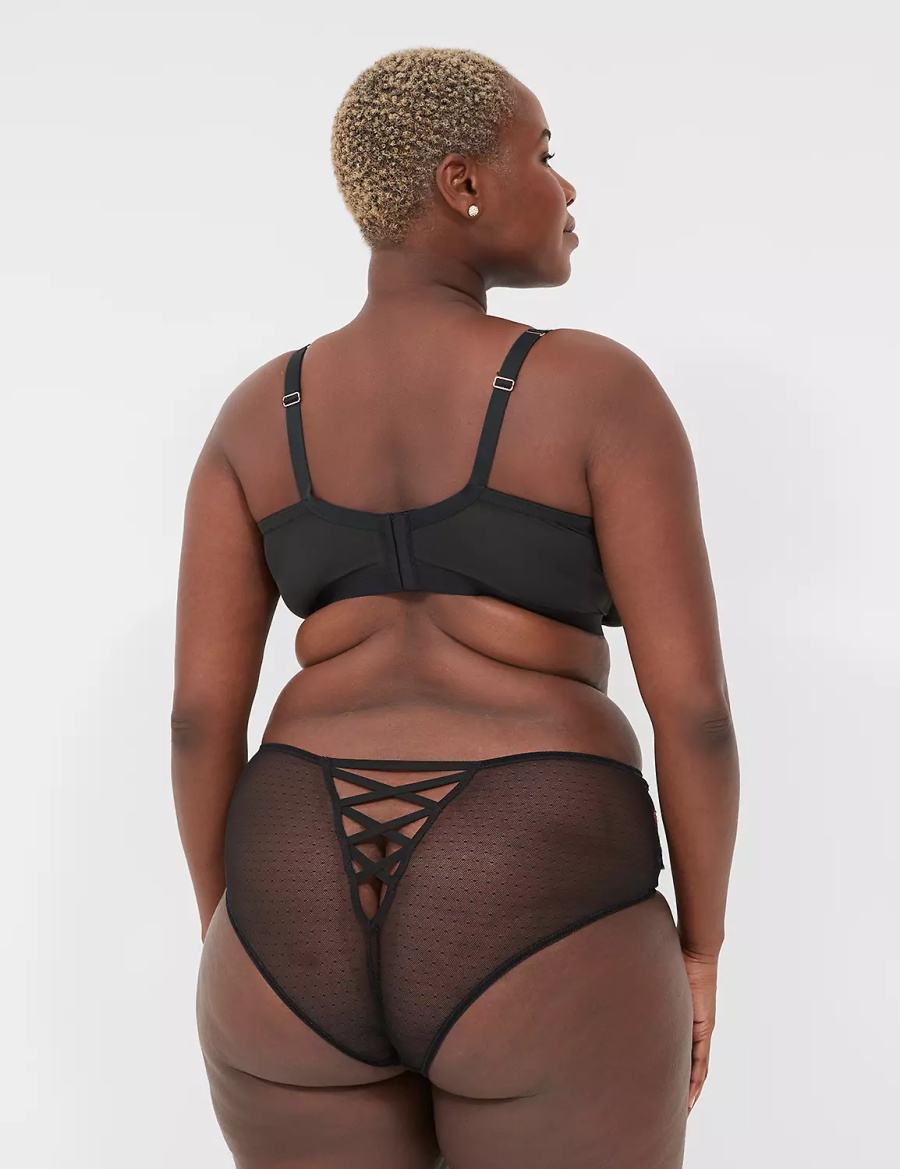 Lane Bryant Embroidered Women Briefs Black | HEB1554QY