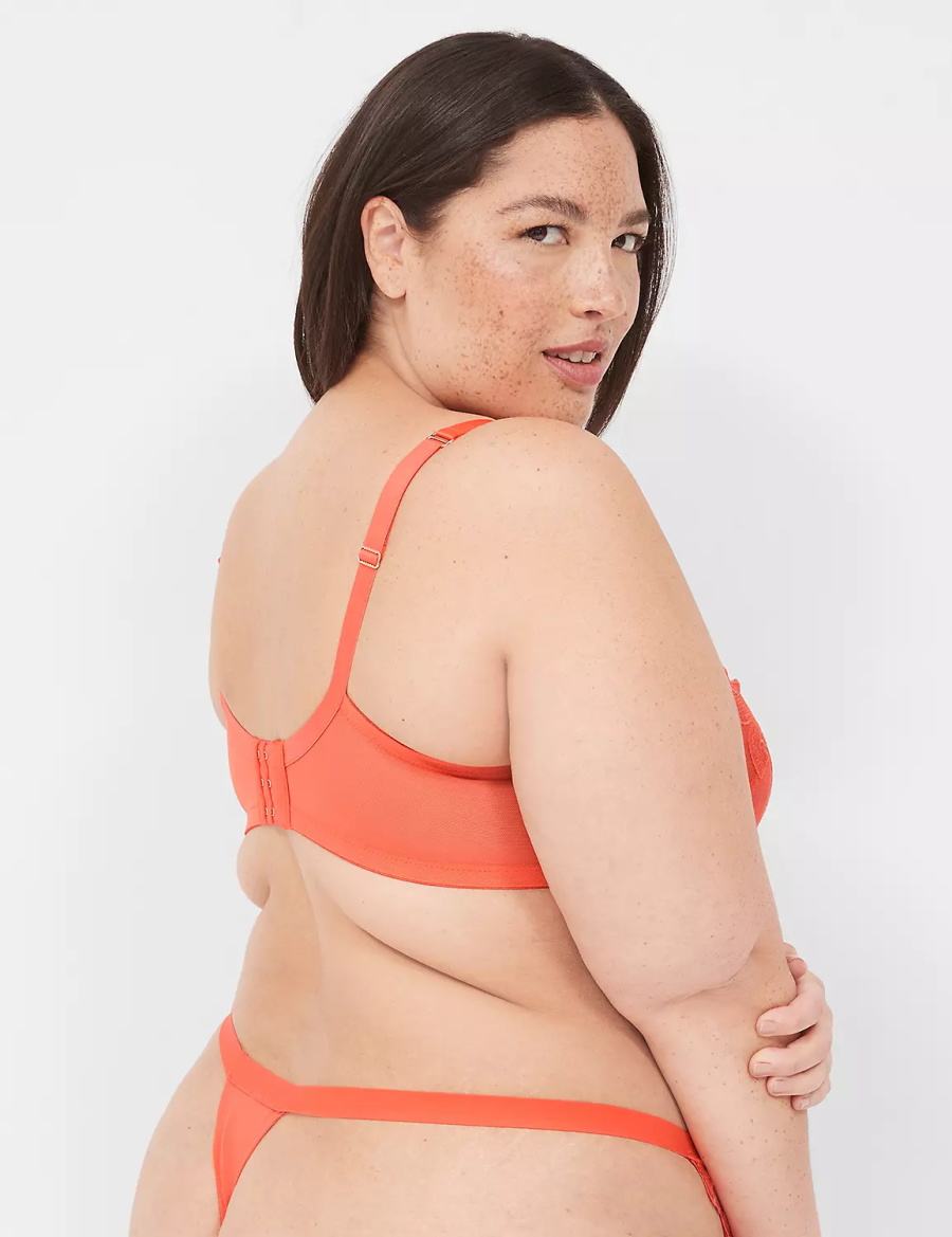 Lane Bryant Embroidered Women Thong Panty Red Coral | GOT9478HF