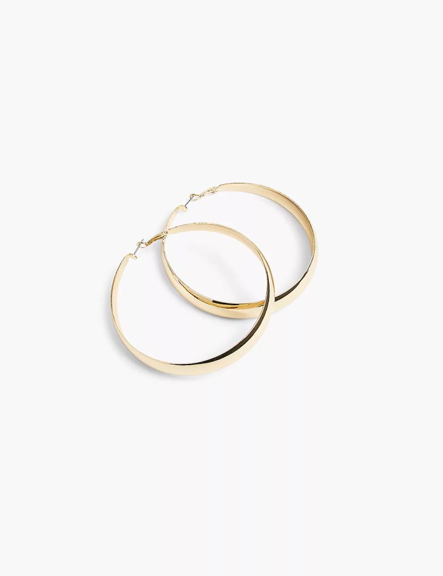 Lane Bryant Extra Large Women Hoop Earrings Gold | AKS3612MN