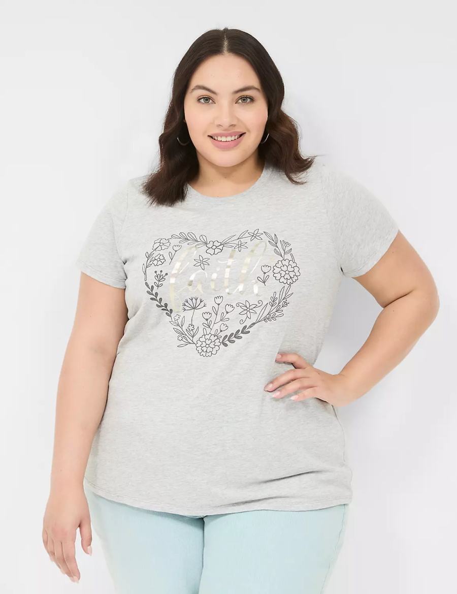 Lane Bryant Faith Graphic Tee Women Tank Top Grey | KMZ6293YW