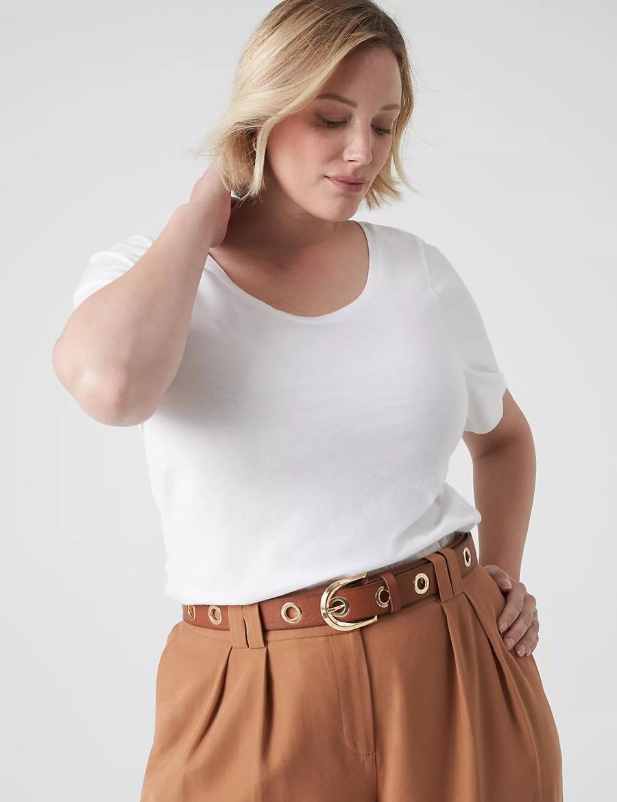 Lane Bryant Faux-Leather Grommet Hip Women Belts Brown | CSG9566JT