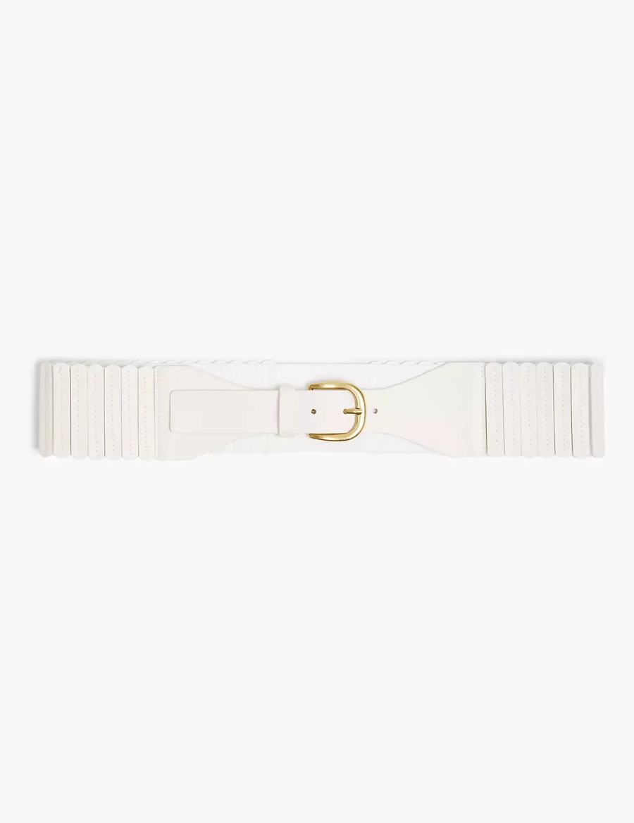 Lane Bryant Faux-Leather Stretch Accordion Women Belts White Rose | QYD38100NU