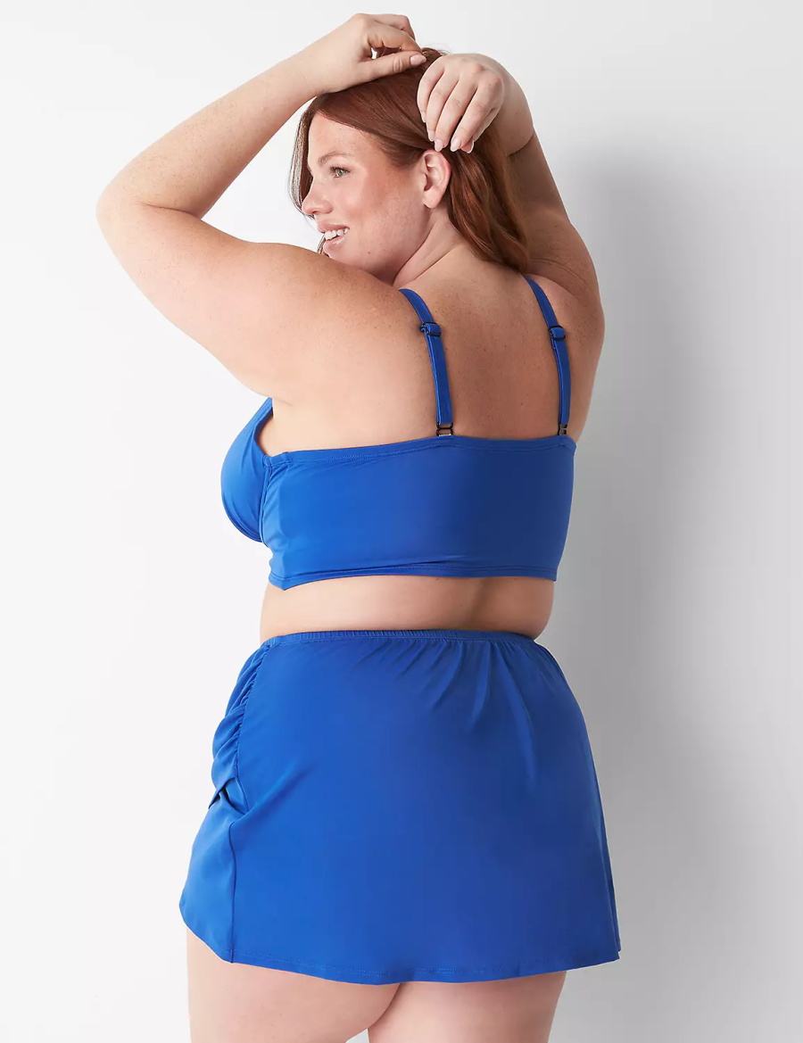 Lane Bryant Faux-Wrap Swim Women Skirts Blue | YDD305LH