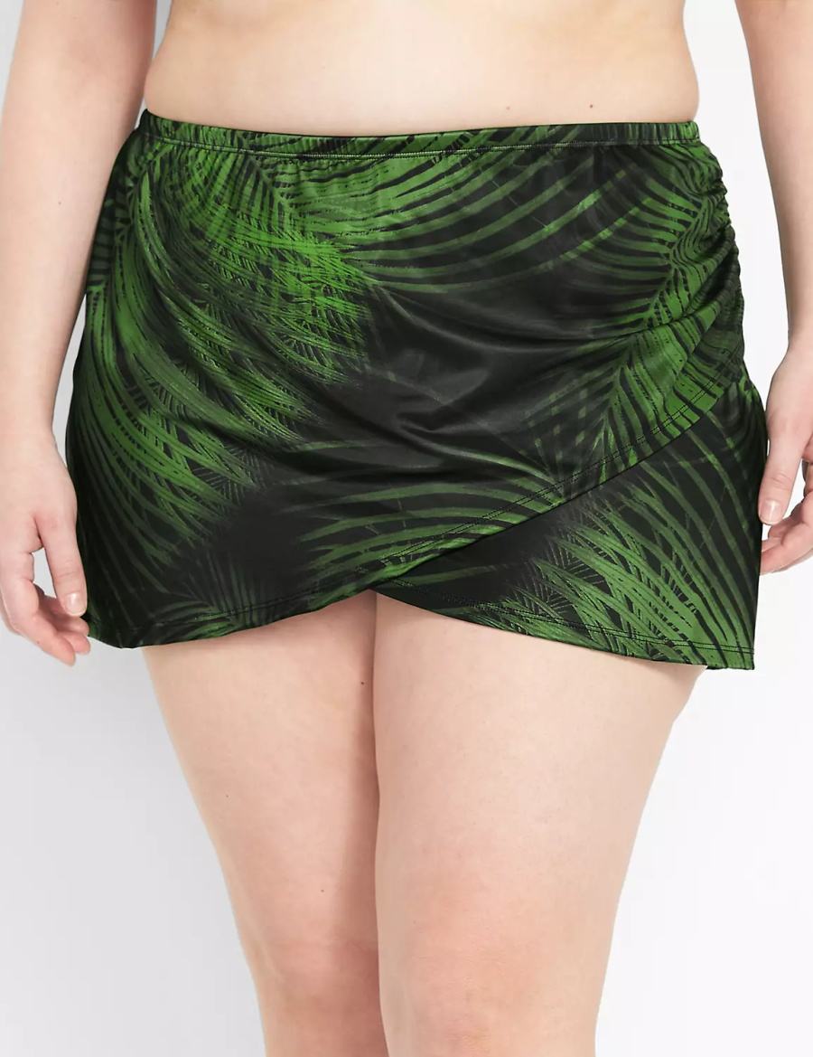 Lane Bryant Faux-Wrap Swim Women Skirts Dark Green | ITJ7347YR