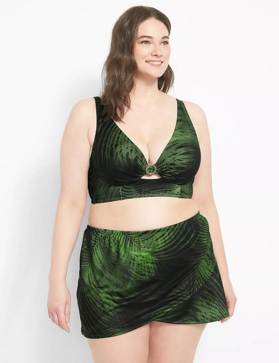 Lane Bryant Faux-Wrap Swim Women Skirts Dark Green | ITJ7347YR