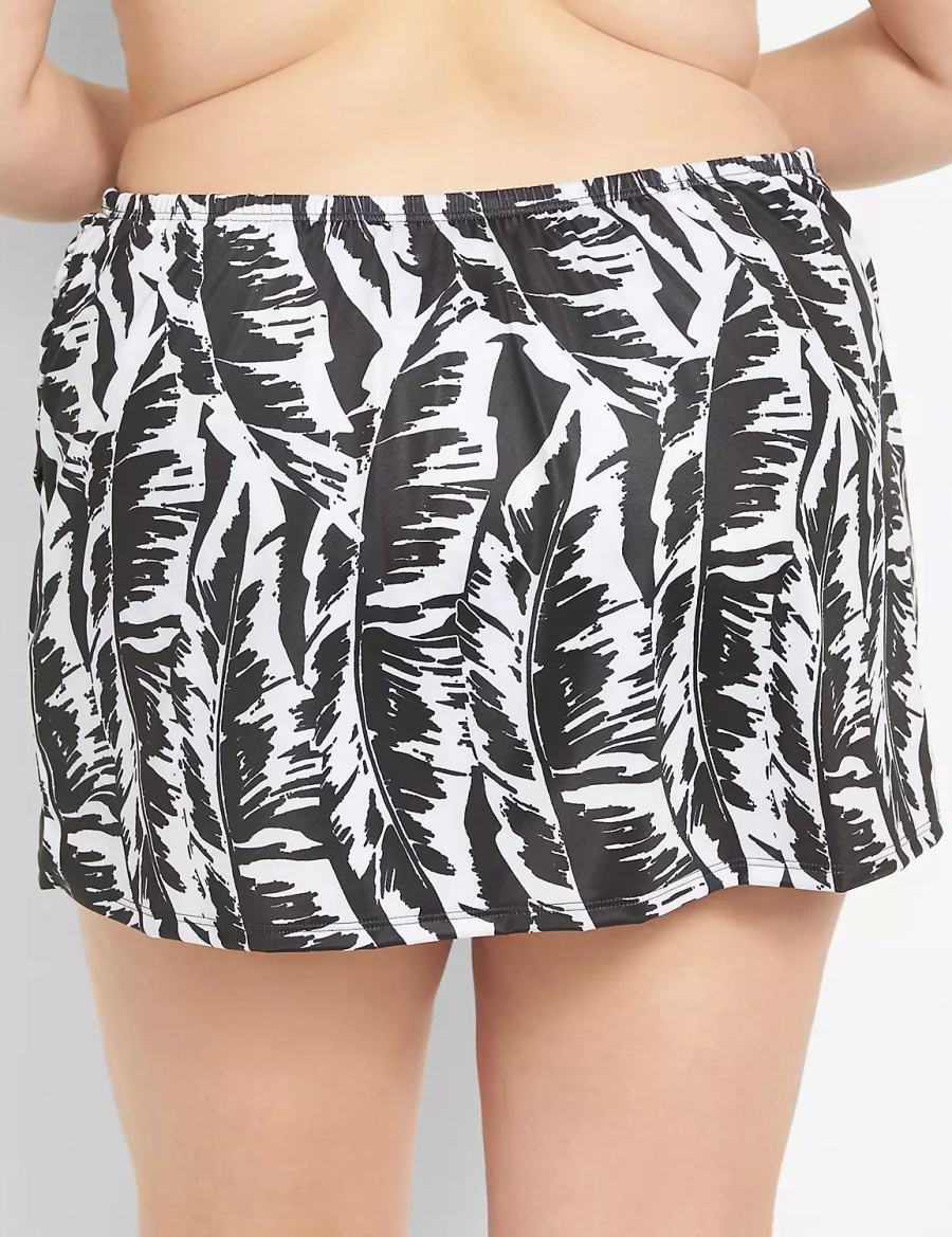 Lane Bryant Faux-Wrap Swim Women Skirts White Black | WID1077SE