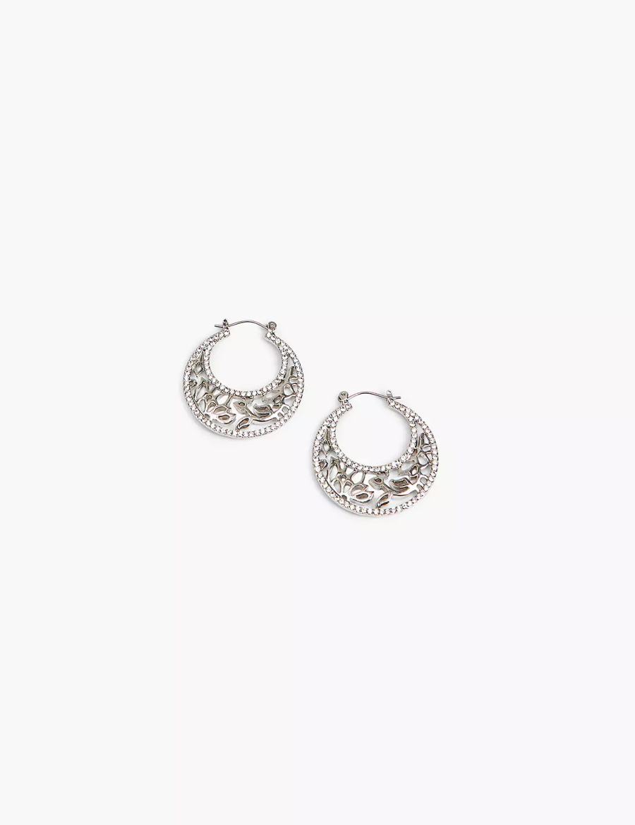 Lane Bryant Filigree Women Hoop Earrings Silver | FXN4827TE