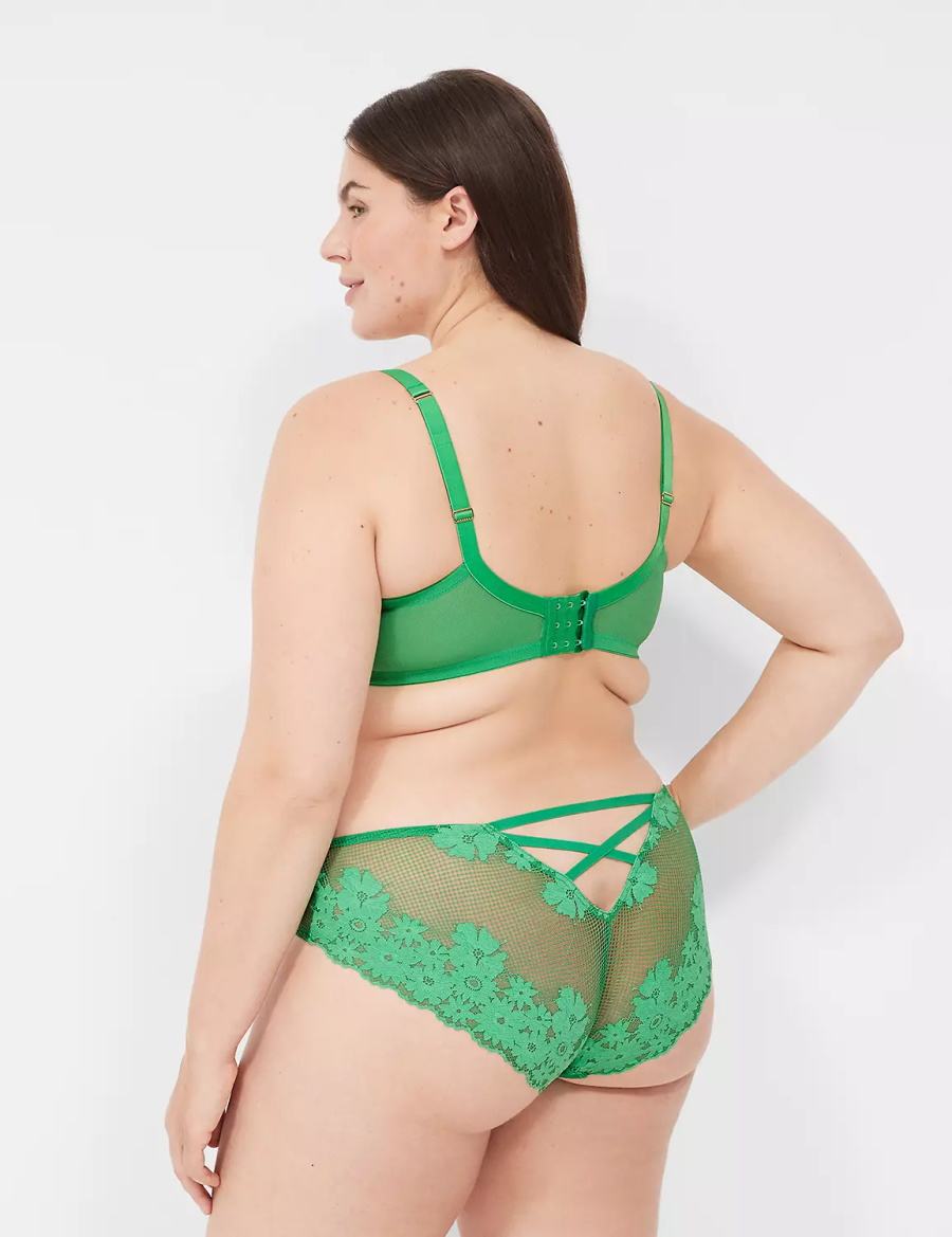 Lane Bryant Fishnet Lace Boost Women Balconette Bra Green | JBO3027RS