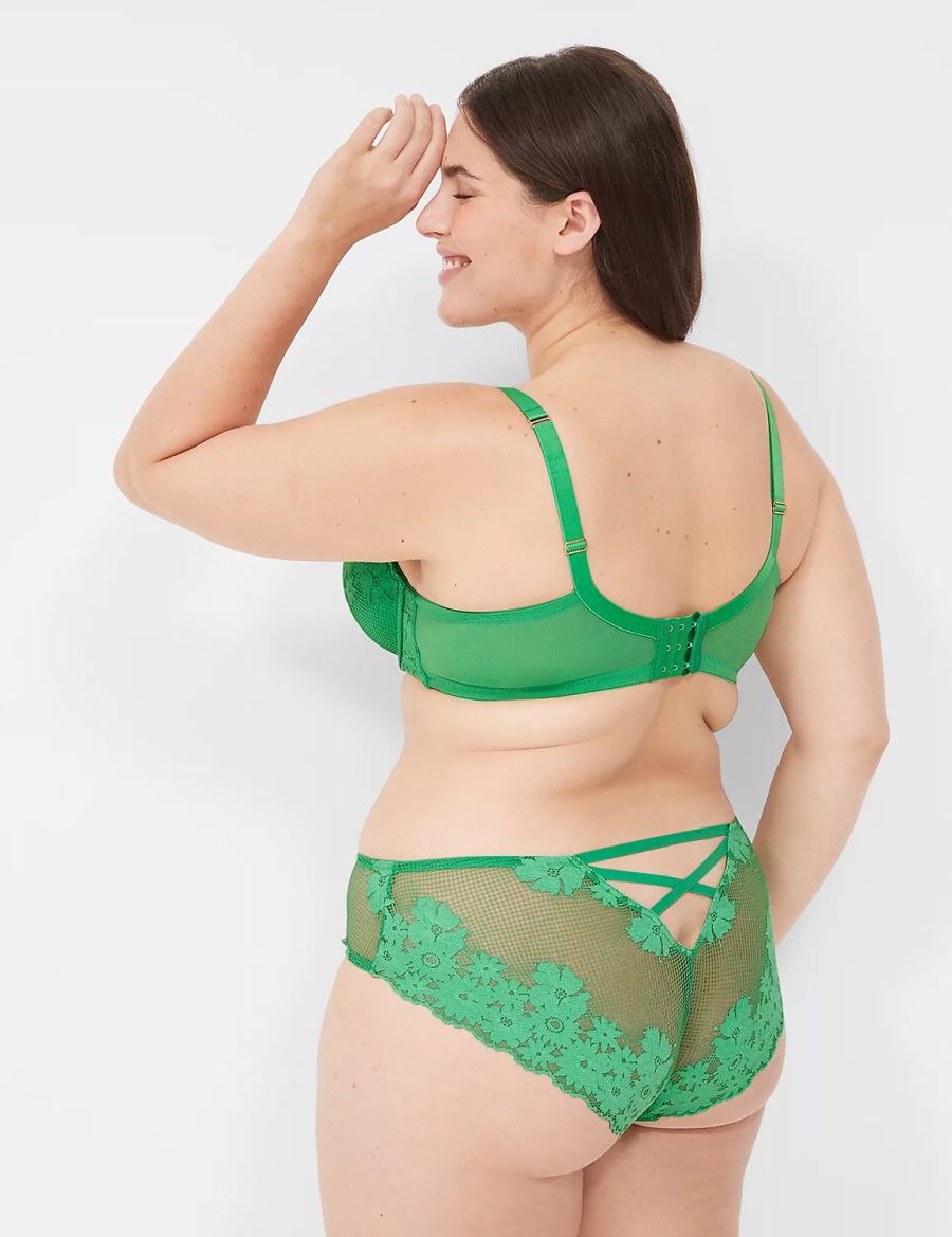 Lane Bryant Fishnet Lace Women Cheeky Panty Green | LCB7233AD