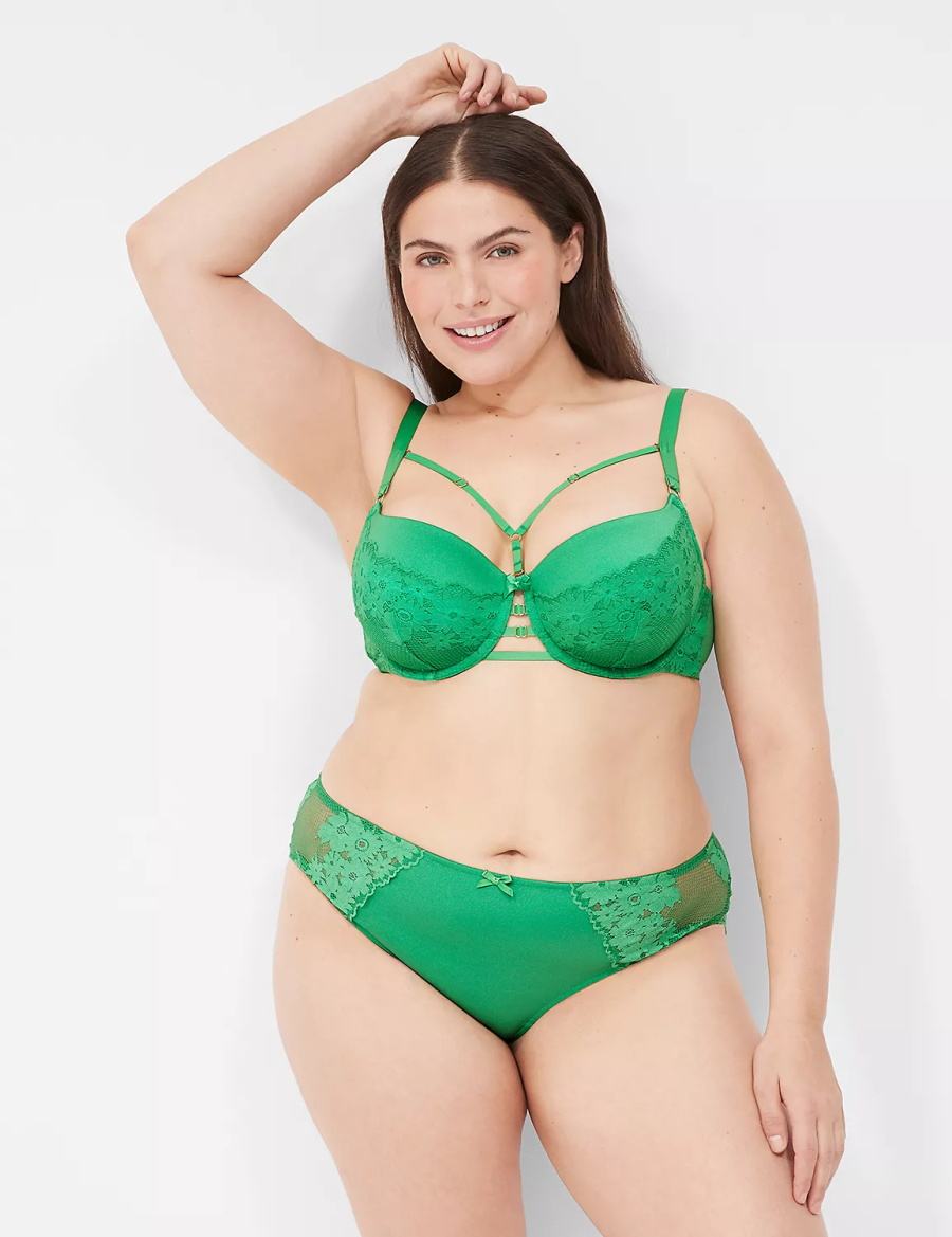 Lane Bryant Fishnet Lace Women Cheeky Panty Green | LCB7233AD