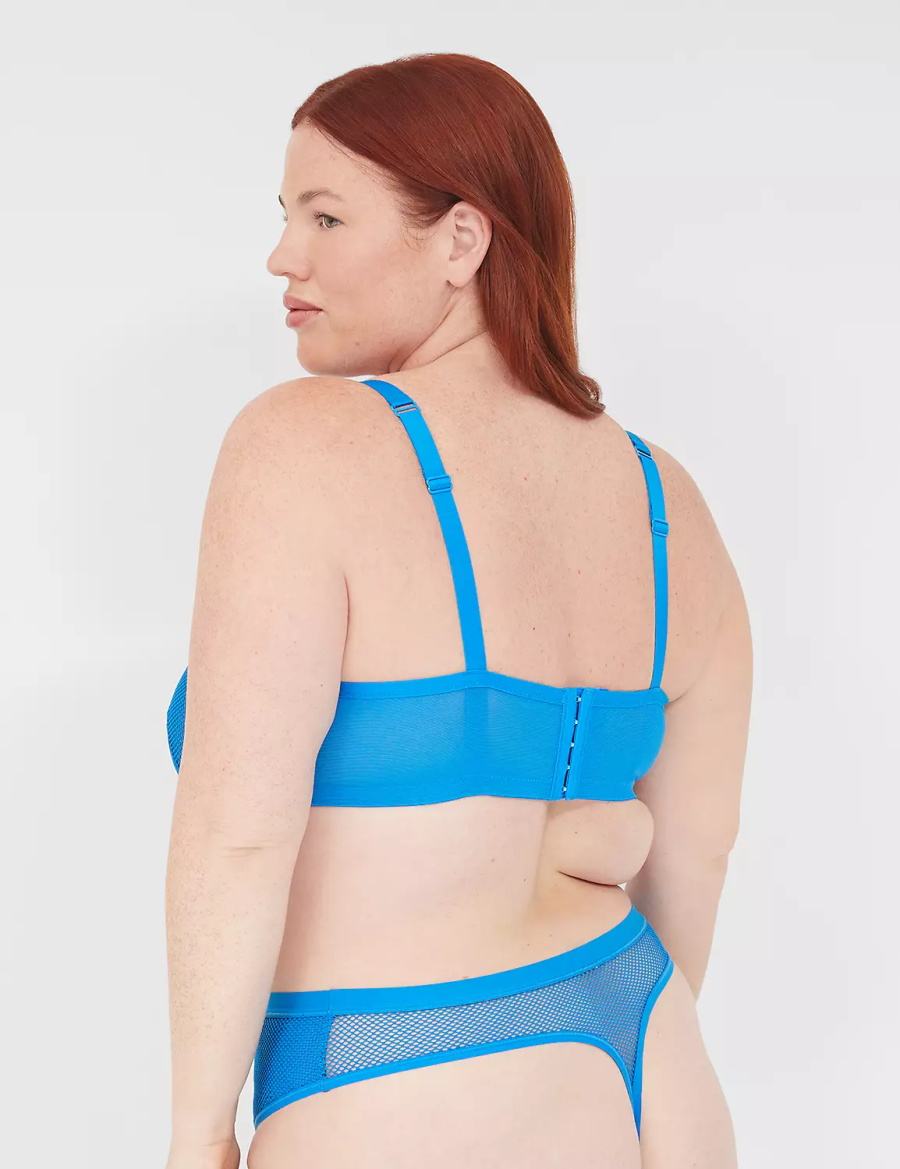 Lane Bryant Fishnet Rocker-Wire Bandeau Women Unlined Bra Blue | BHA1983OT