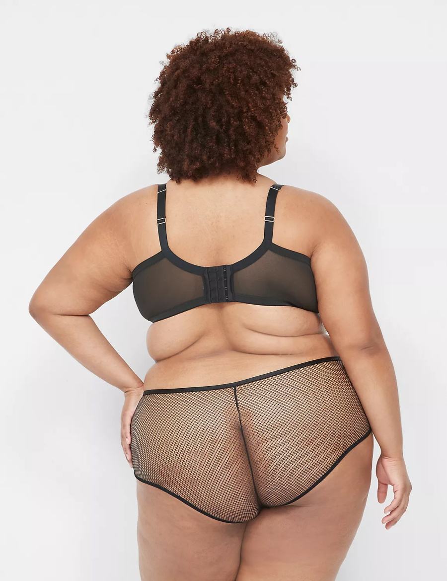 Lane Bryant Fishnet Women Briefs Black | LPQ855UU