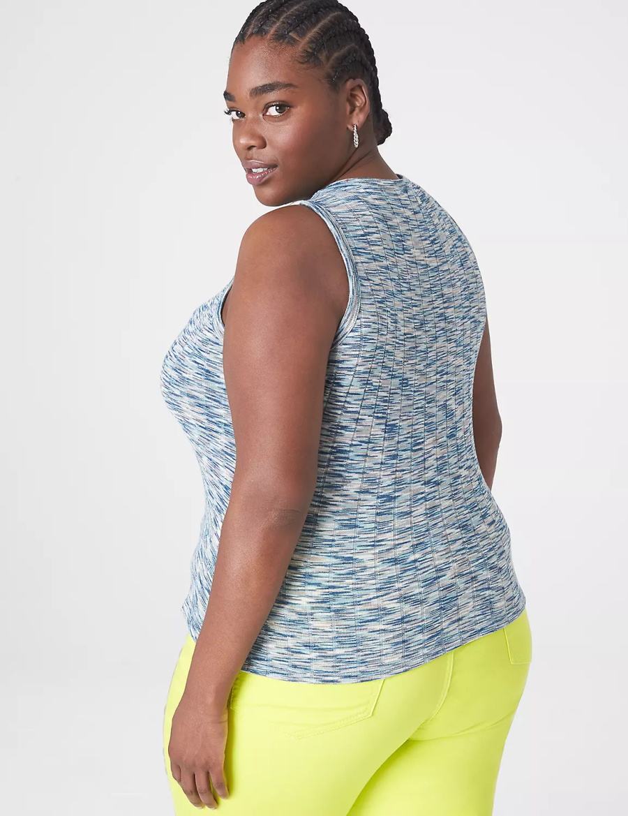 Lane Bryant Fitted Crop Crew-Neck Women Tank Top Light Turquoise | JKI756MF