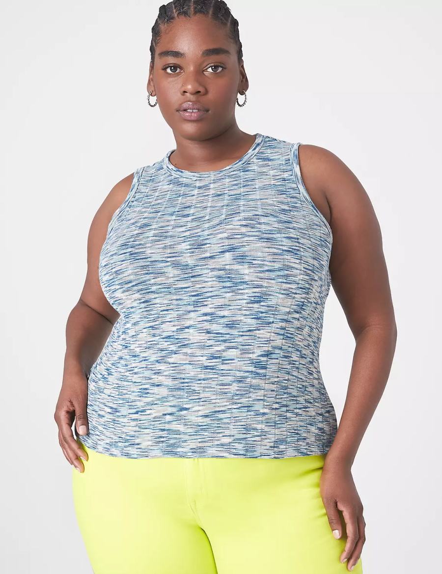 Lane Bryant Fitted Crop Crew-Neck Women Tank Top Light Turquoise | JKI756MF