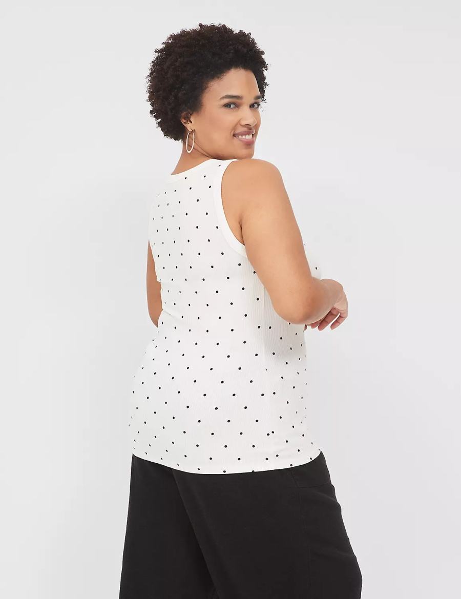 Lane Bryant Fitted High-Neck Rib Women Tank Top White | VAR8829DU