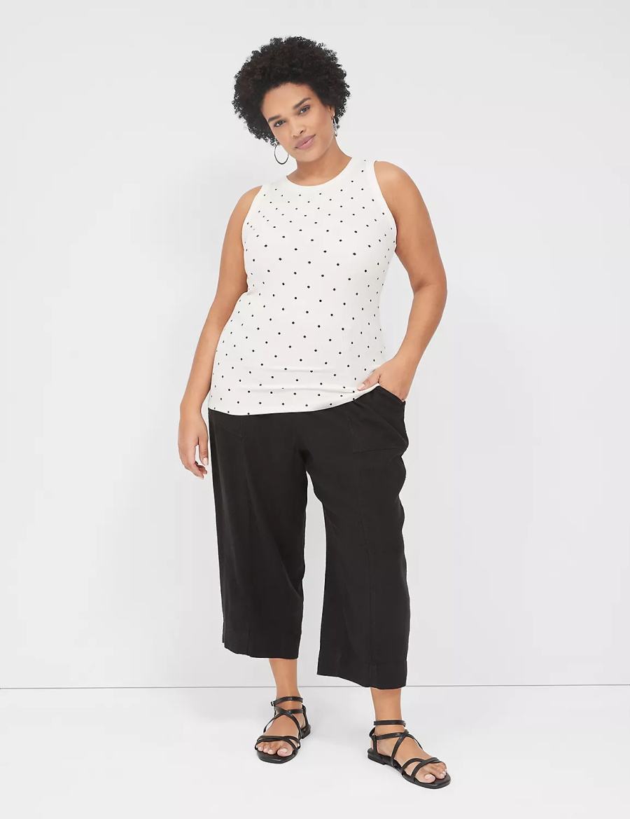 Lane Bryant Fitted High-Neck Rib Women Tank Top White | VAR8829DU