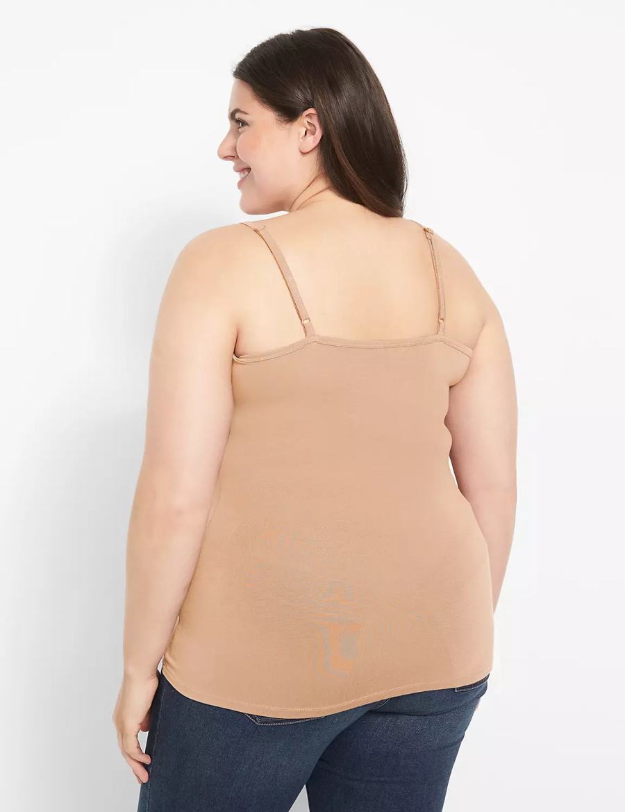 Lane Bryant Fitted Scoop-Neck Cami Women Tank Top Brown | HAE3340DG