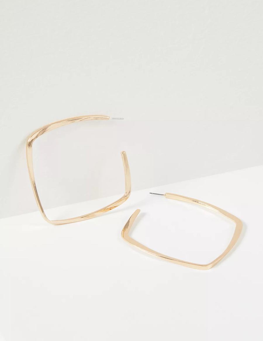 Lane Bryant Flat Square Women Hoop Earrings Gold | USS6750XS