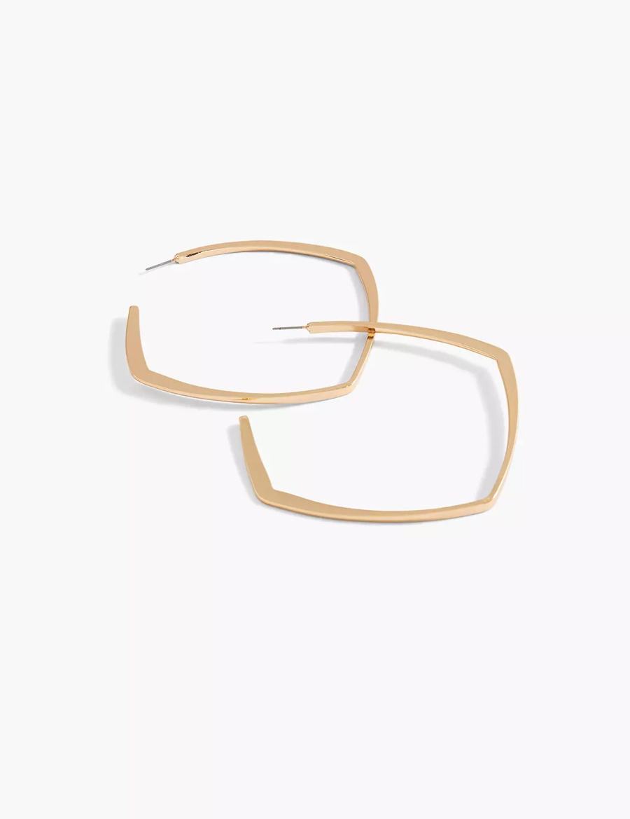 Lane Bryant Flat Square Women Hoop Earrings Gold | USS6750XS