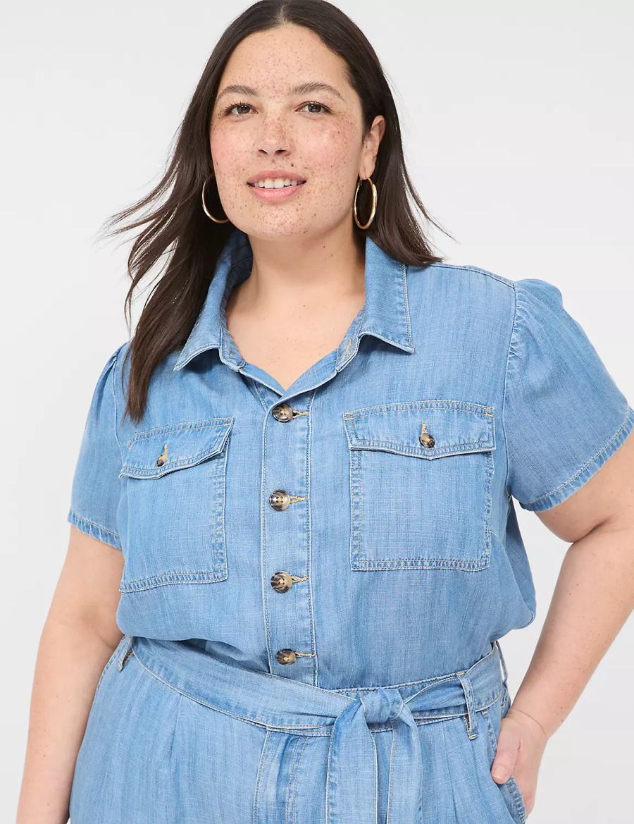 Lane Bryant Fluid Denim Women Jumpsuit Light Blue | JFL4129HK