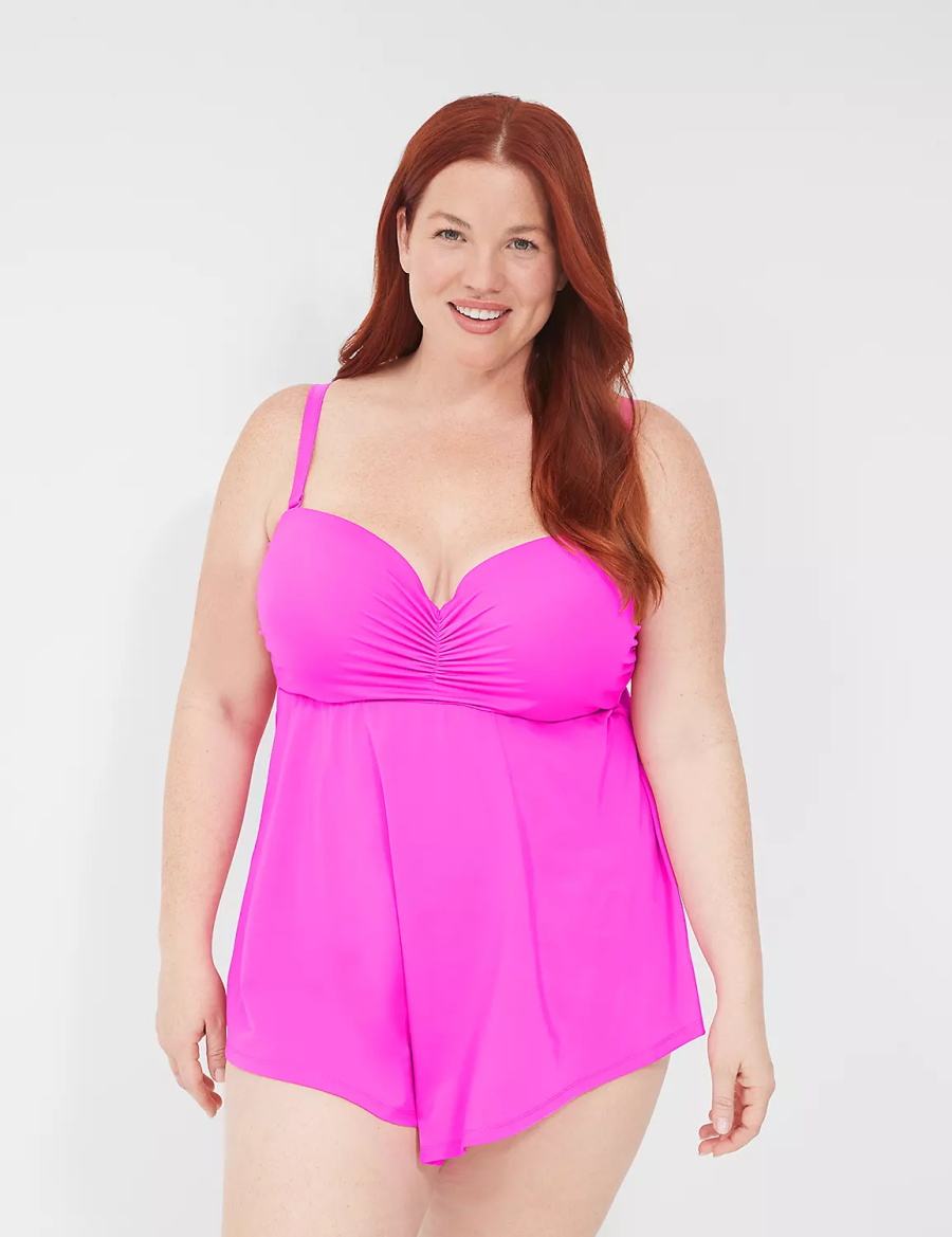 Lane Bryant Foldover-Waist Swim Women Briefs Pink | PLN1275CA