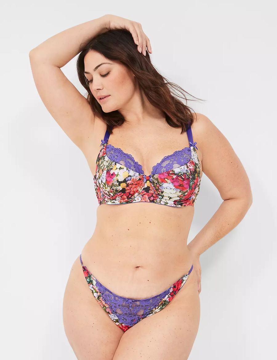 Lane Bryant French Women Balconette Bra Purple Multicolor | IFN5663IH