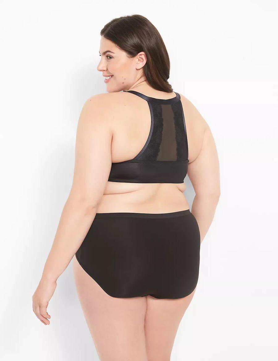 Lane Bryant Front-Close Boost Plunge Women Bralettes Black | BMX4237WA