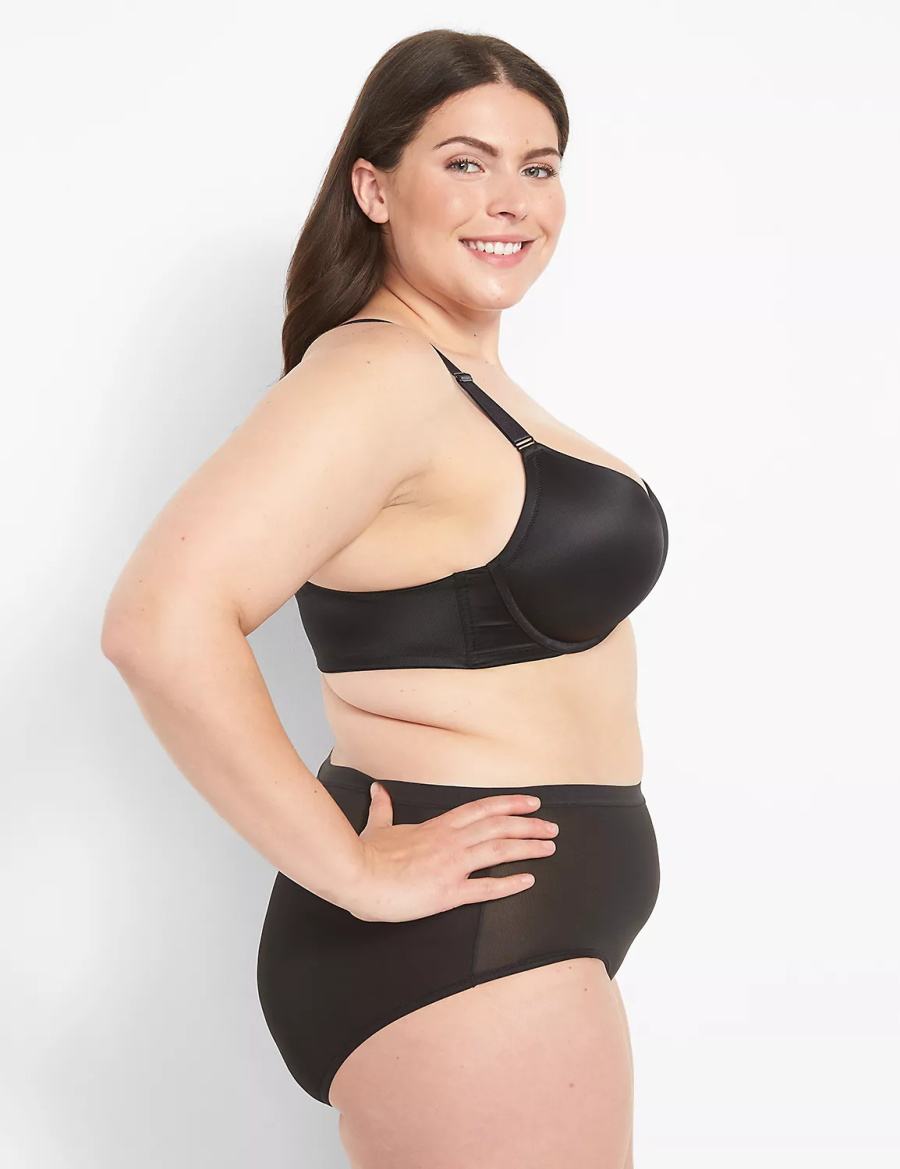 Lane Bryant Front-Close Boost Plunge Women Bralettes Black | BMX4237WA