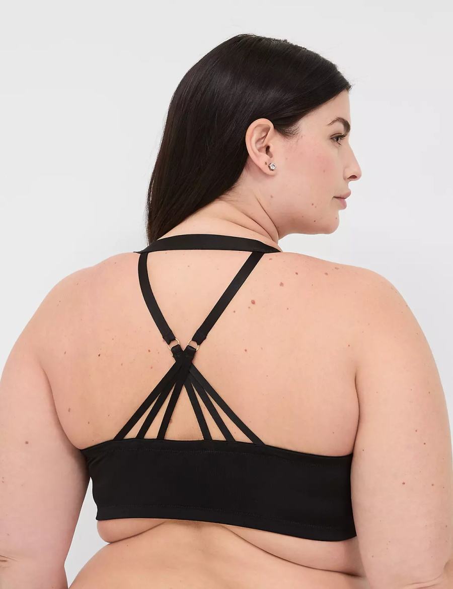 Lane Bryant Front-Close Boost Plunge Women Bralettes Black | LLS6997TS