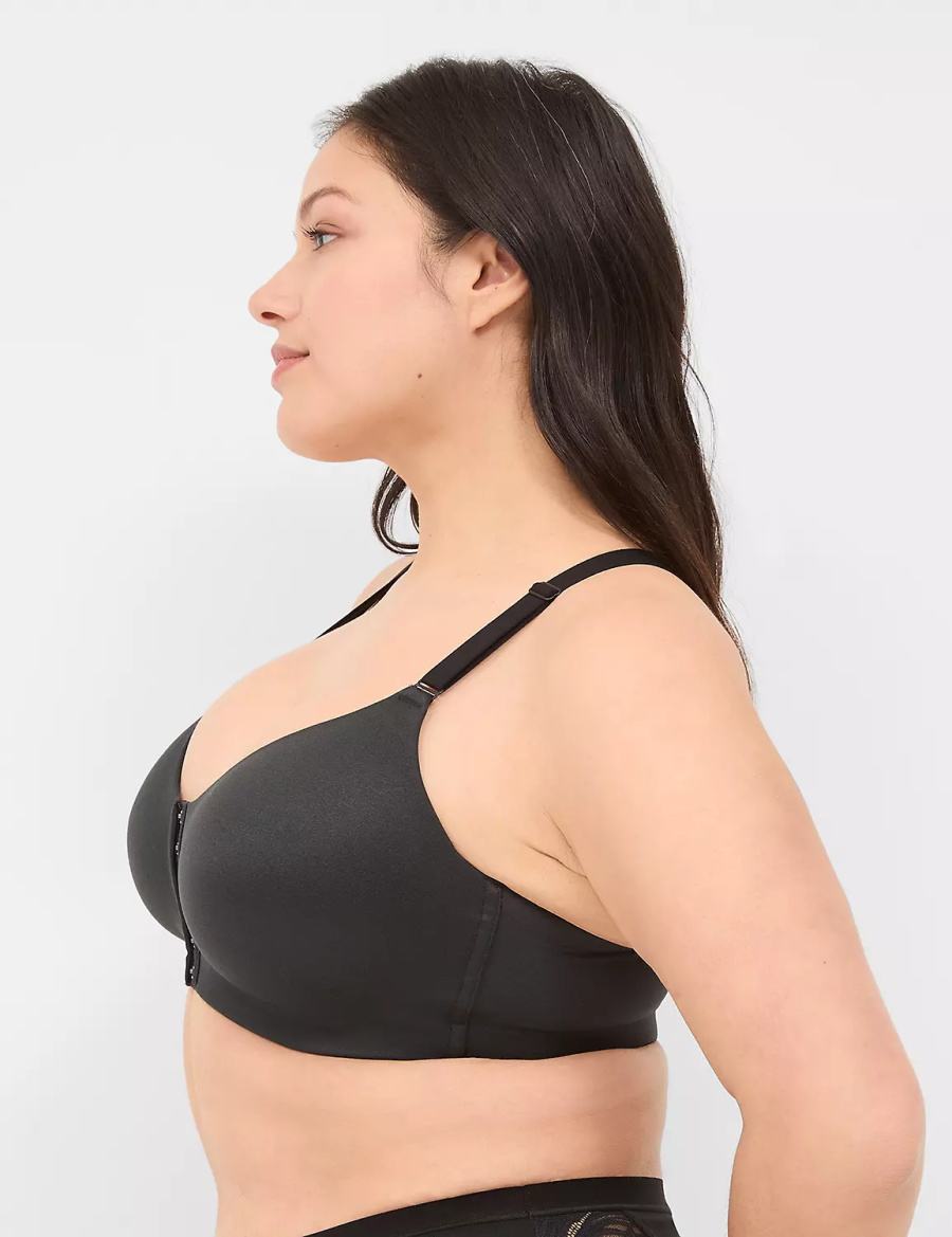 Lane Bryant Front-Close No-Wire Women Bralettes Black | TMQ4868BK