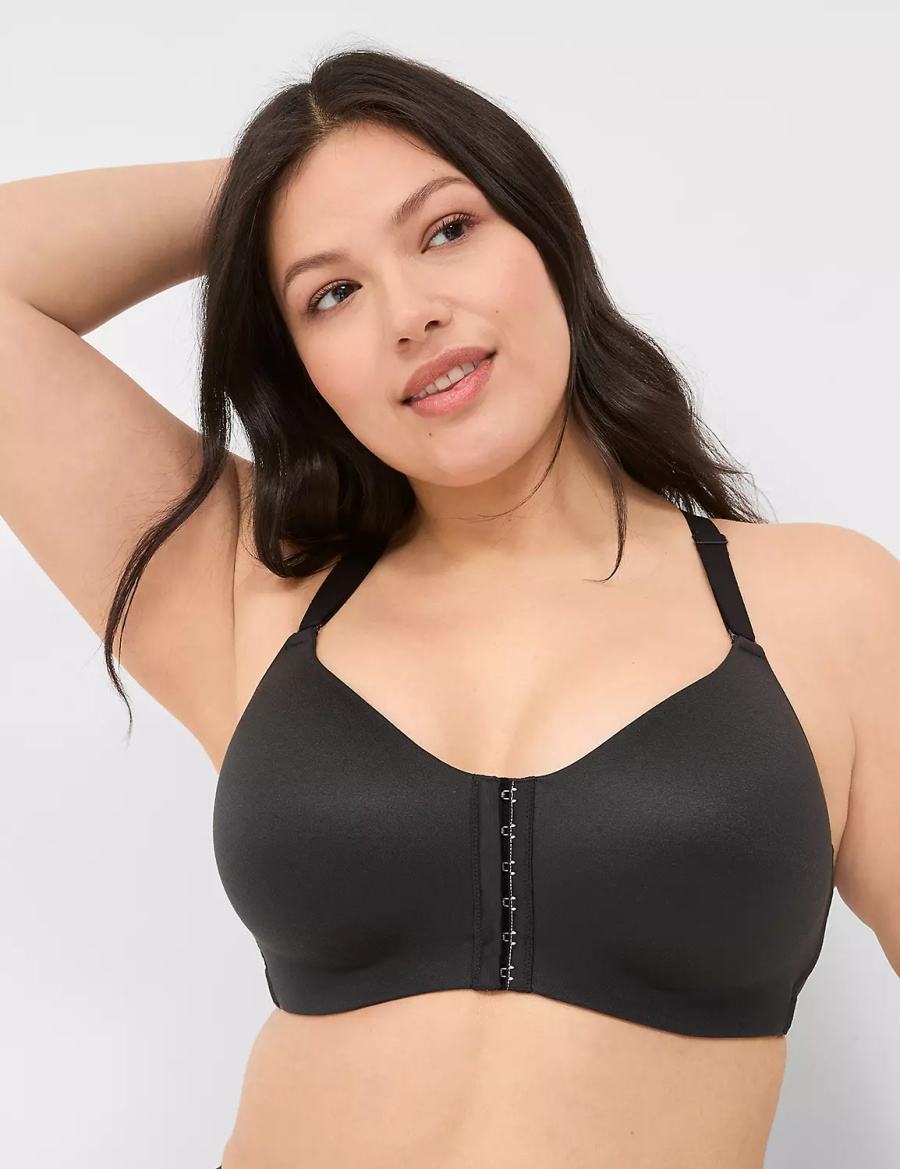 Lane Bryant Front-Close No-Wire Women Bralettes Black | TMQ4868BK