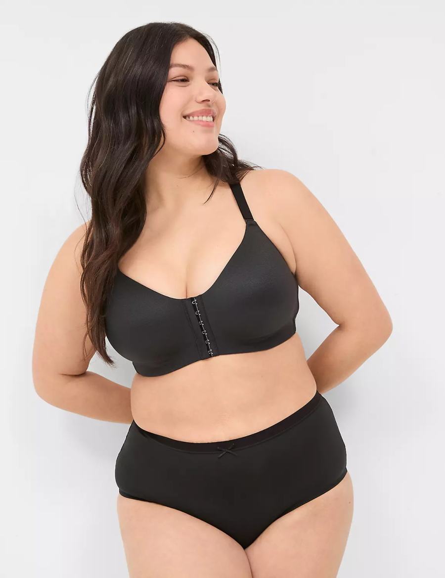 Lane Bryant Front-Close No-Wire Women Bralettes Black | TMQ4868BK