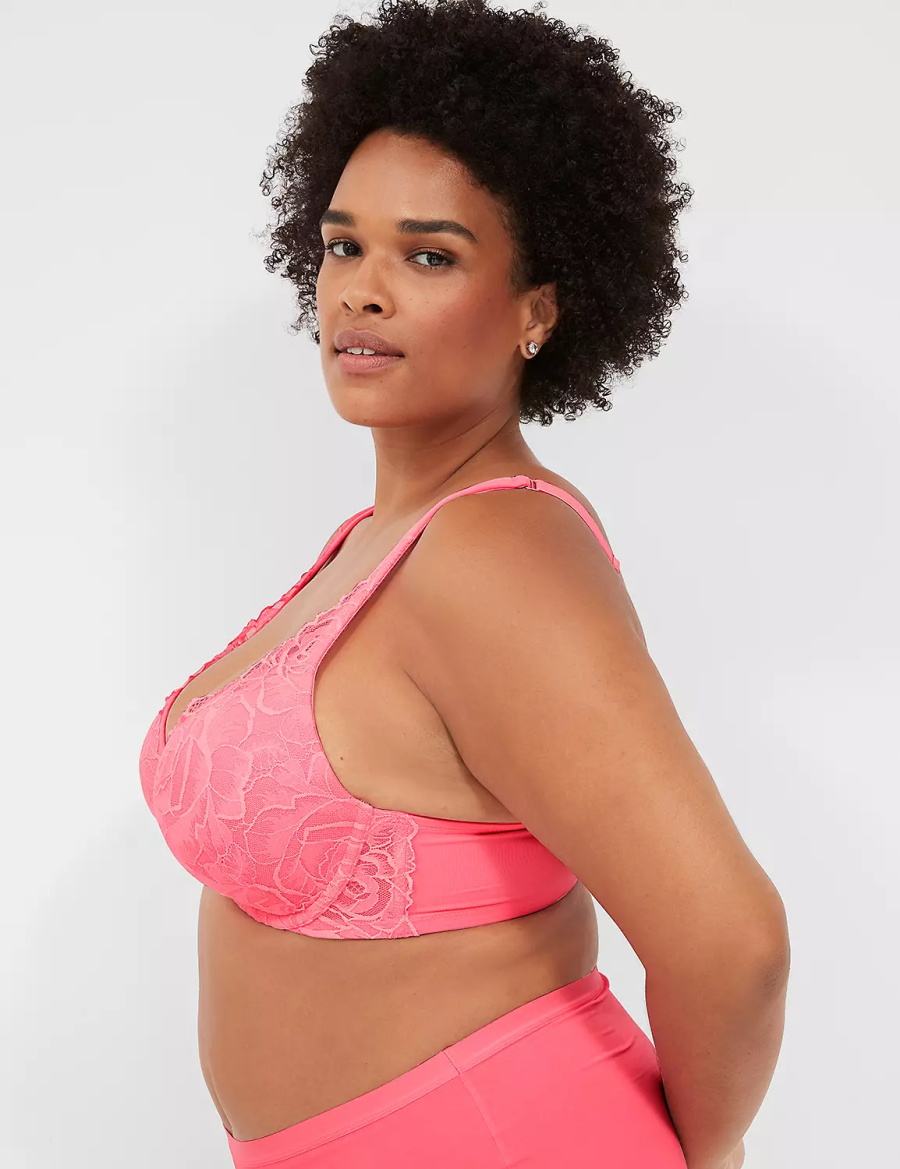 Lane Bryant Front-Close Smooth Boost Plunge Women Bralettes Pink | LEF8872LG