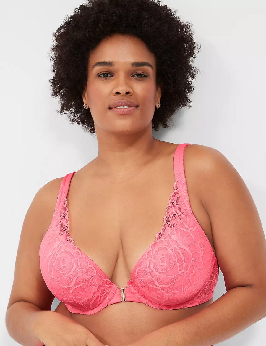 Lane Bryant Front-Close Smooth Boost Plunge Women Bralettes Pink | LEF8872LG