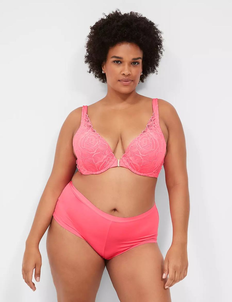 Lane Bryant Front-Close Smooth Boost Plunge Women Bralettes Pink | LEF8872LG