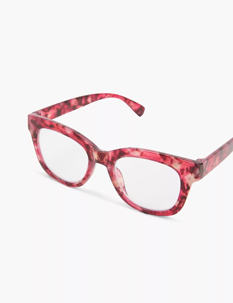 Lane Bryant Fuchsia Tortoiseshell Print Square Reading Women Glasses Red | GOC6946IC