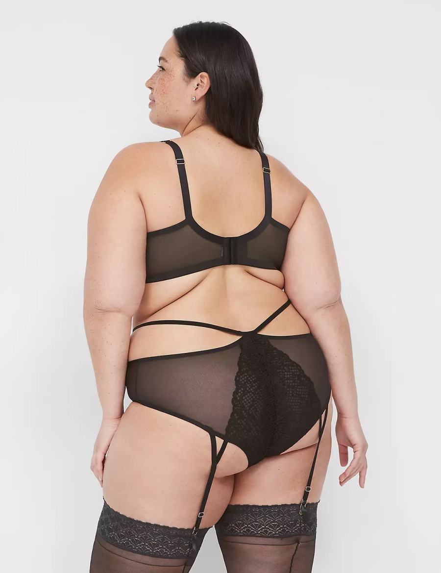 Lane Bryant Garter Women Briefs Black | VGN4972WP