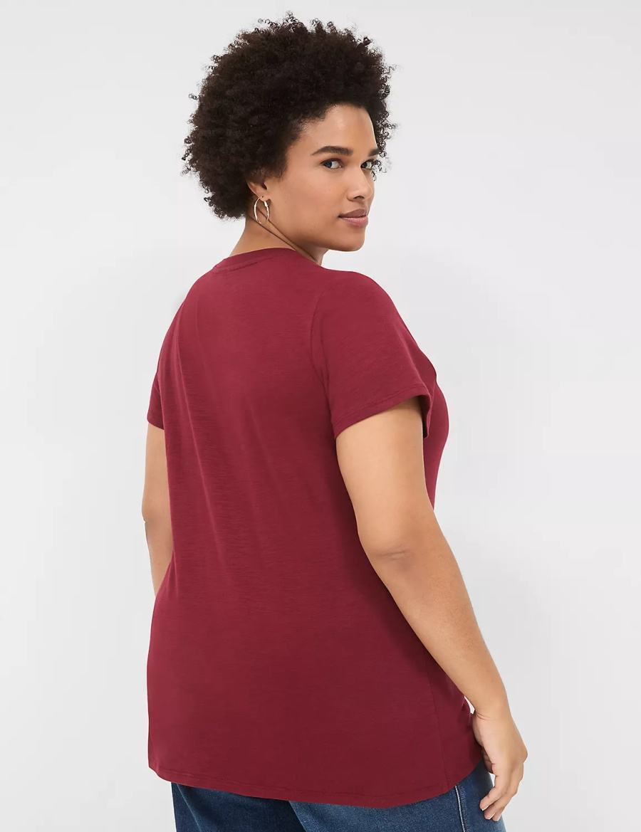 Lane Bryant Glitter In My Teacher Era Graphic Tee Women T Shirts Dark Red | LNM648QO