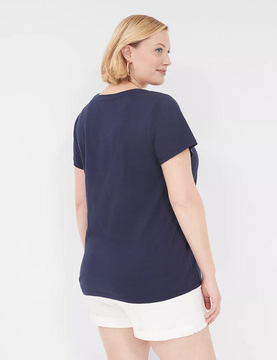 Lane Bryant Grateful Graphic Tee Women T Shirts Blue | XGR6093YK